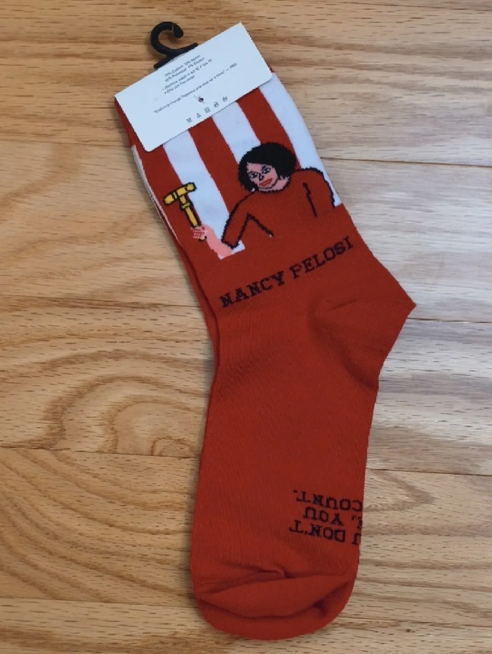 Maggie Stern Stitches Nancy Pelosi Red Crew Socks NWT
